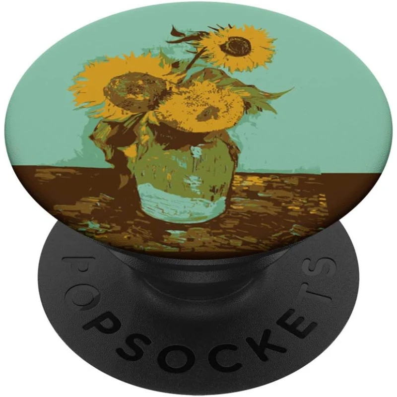 Van Gogh Three Sunflowers Yellow Flower Painting Art Funny PopSocket Birthday Gift