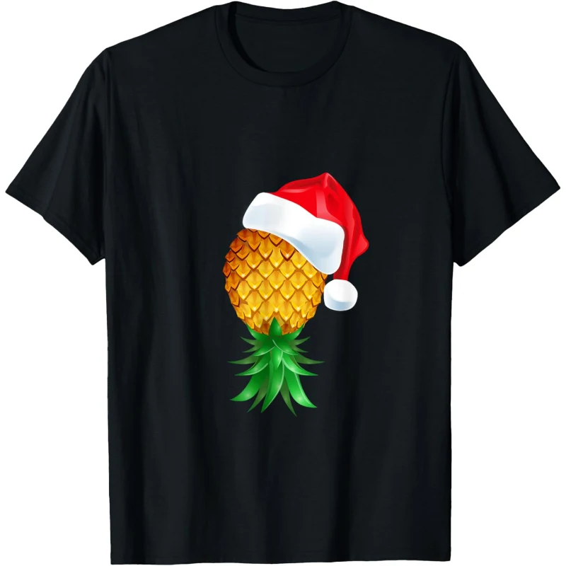 Santa Hat Swinger Upside Down Pineapple Funny Tee Christmas Gift
