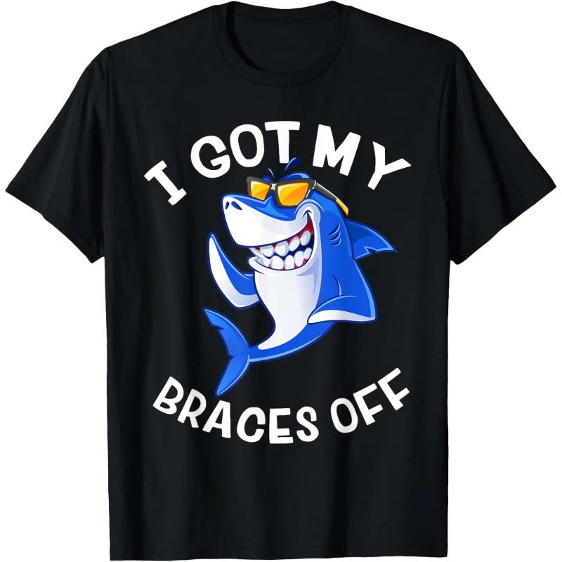 I Got My Braces Off Cute Shark Smiling Dental Braces Teeth Funny Sharks Braces Jokes Tee