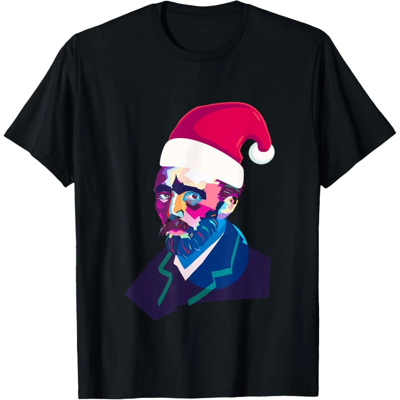 WPAP Christmas Vincent Van Gogh with Santa Hat design Funny Tee Christmas Gift