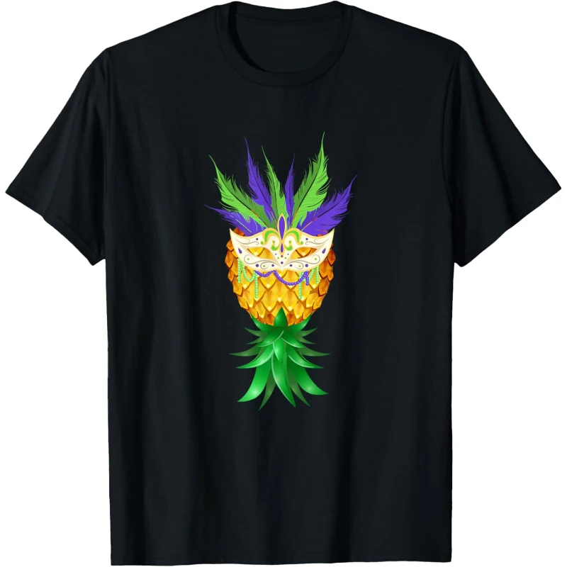 Masquerade Mask Swinger Upside Down Pineapple Tee | Mardi Gras Gift for Couples