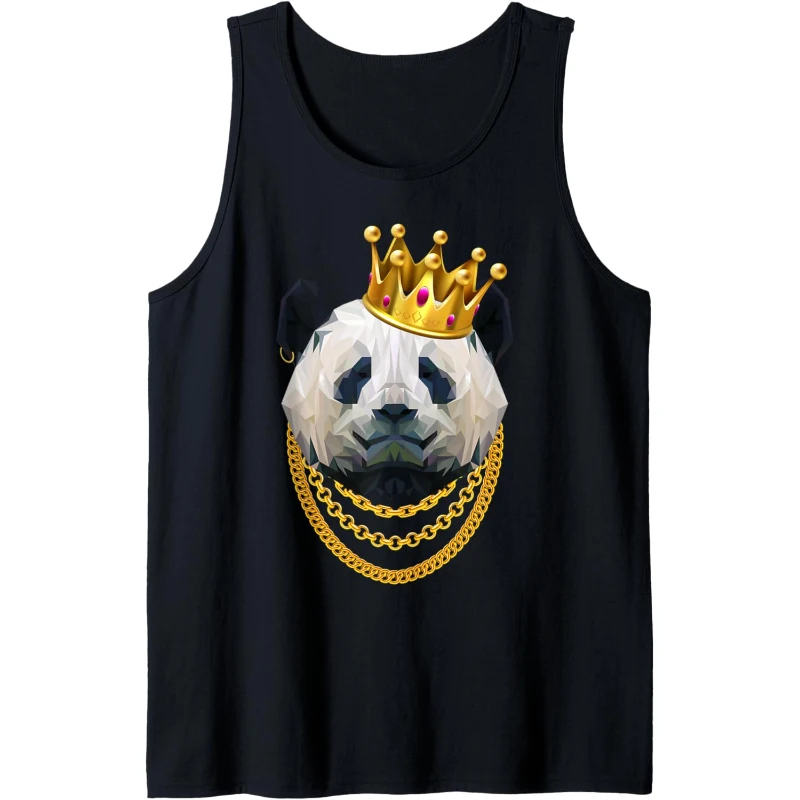 Panda Bear Gangster Golden Crown King Tank Top Gift for Lovers