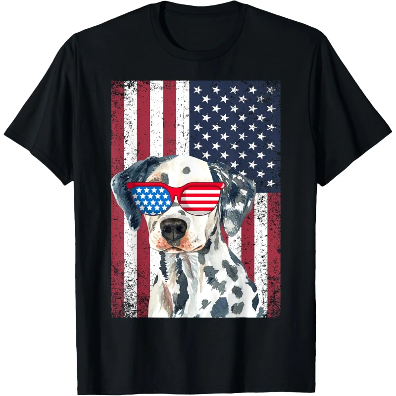 Patriotic Dalmatian 4th of July Sunglasses USA American Flag Tee Gift for Lovers