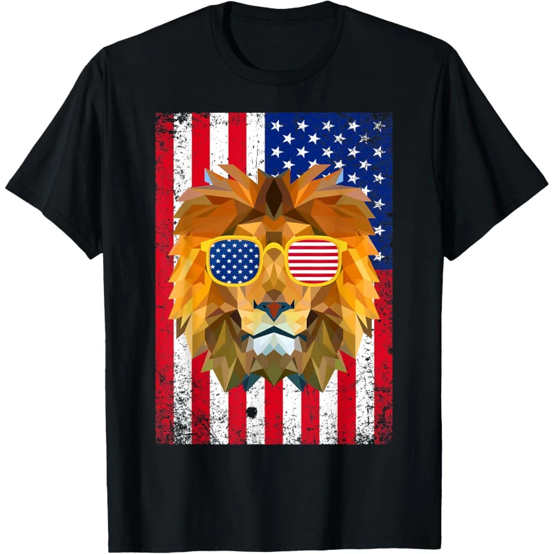 Patriotic Lion 4th of July Sunglasses USA American Flag Tee Gift for Lovers
