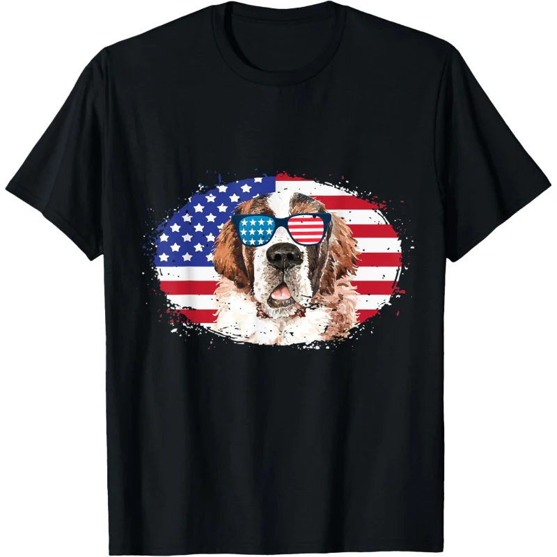 Patriotic St Bernard 4th of July Sunglasses USA Grunge Flag Tee Gift for Lovers