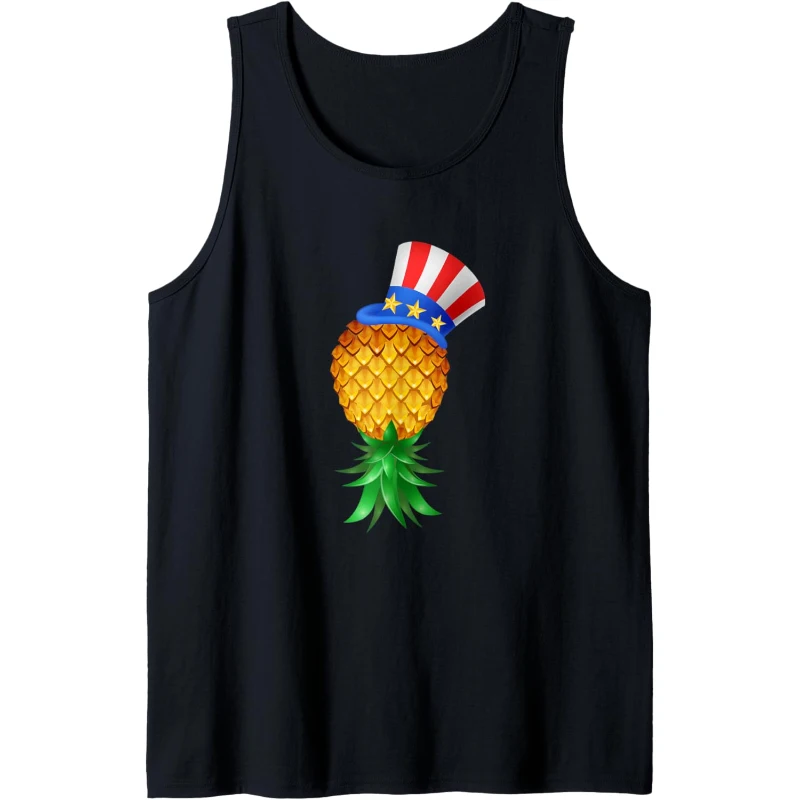 Swinger Upside Down Pineapple Uncle Sam Hat 4th of July Tank Top | Valentine's Day