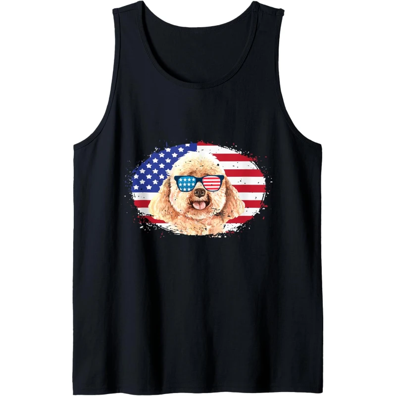 Patriotic Toy Poodle 4th of July Sunglasses USA Grunge Flag Tank Top Gift for Lovers