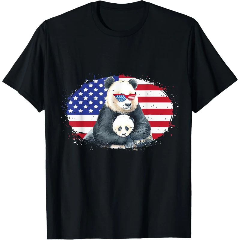 Proud Panda Mom 4th of July Sunglasses USA Grunge Flag Tee Gift for Mom