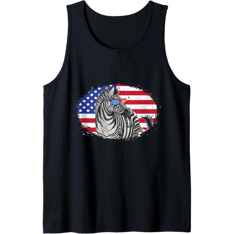 African Striped Zebra 4th of July Sunglasses USA Grunge Flag Tank Top Gift for Lovers