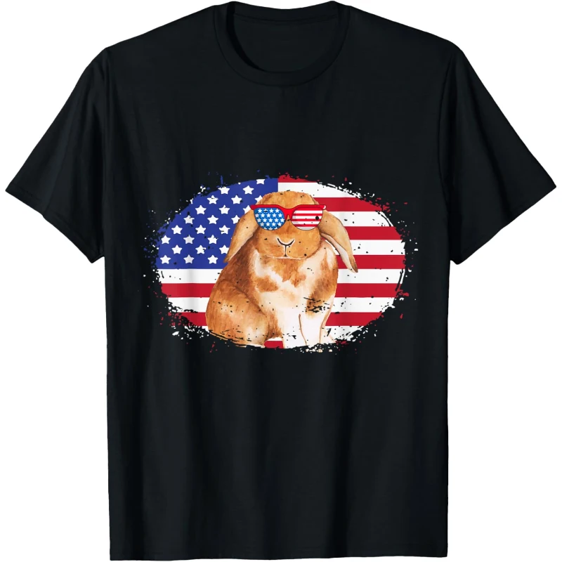 Patriotic Bunny 4th of July Sunglasses USA Grunge Flag Tee Gift for Lovers