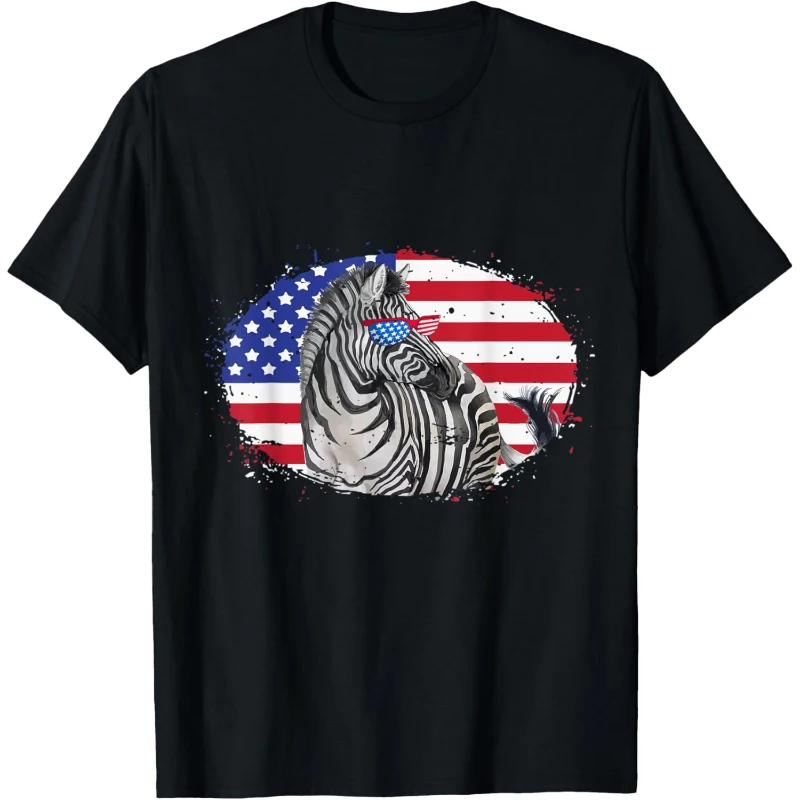 African Striped Zebra 4th of July Sunglasses USA Grunge Flag Tee Gift for Lovers