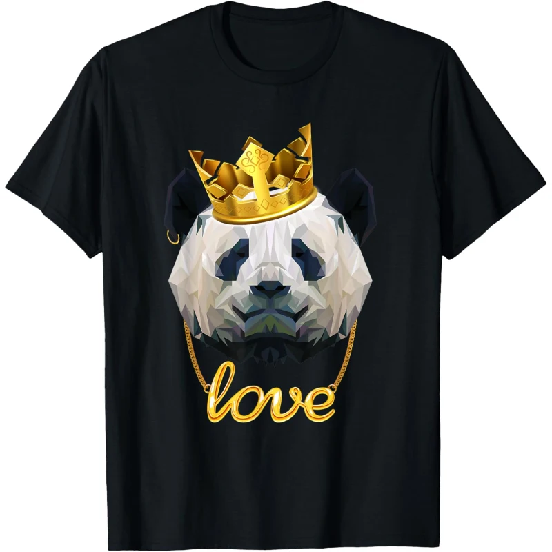 Panda Bear Gangster Golden Crown King with Love Chain Funny Gangsta Animals Kingdom Tee