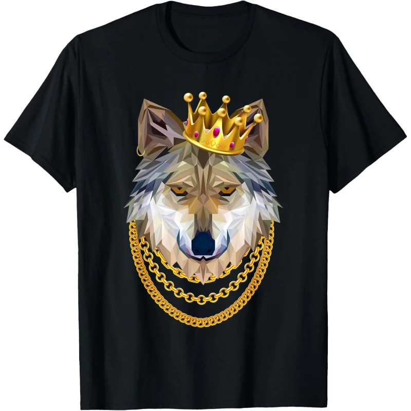 Wild Dark Wolf Gangster Crown King Funny Gangsta Animals Kingdom Tee