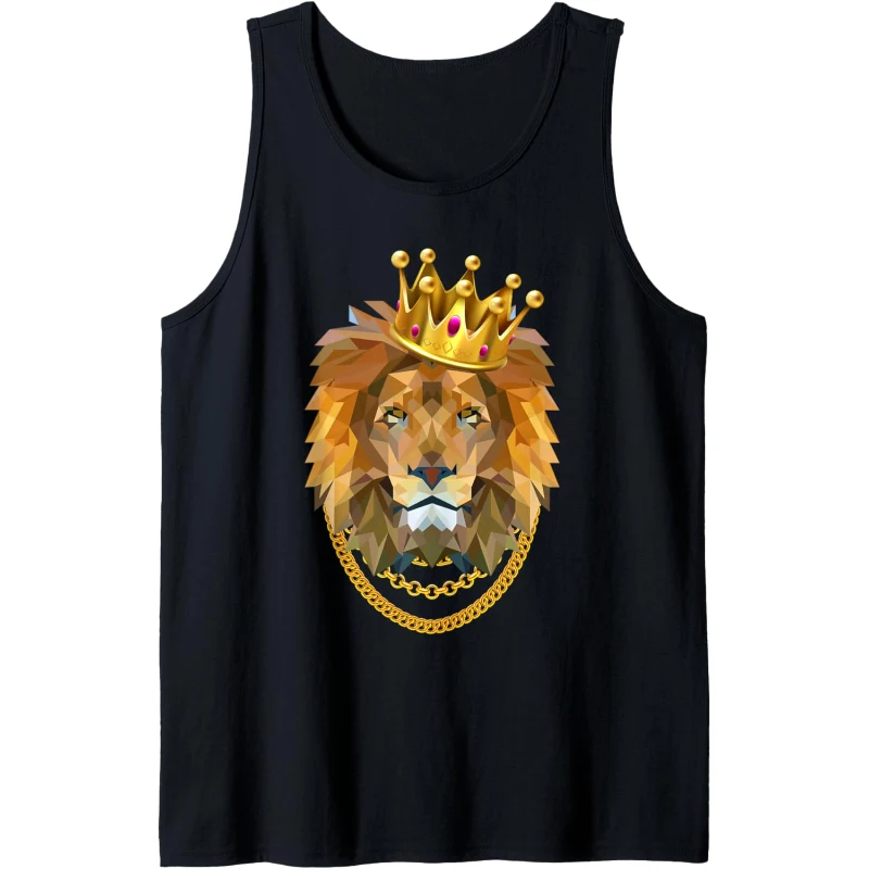 Lion Gangster Golden Crown King Funny Gangsta Animals Kingdom Tank Top