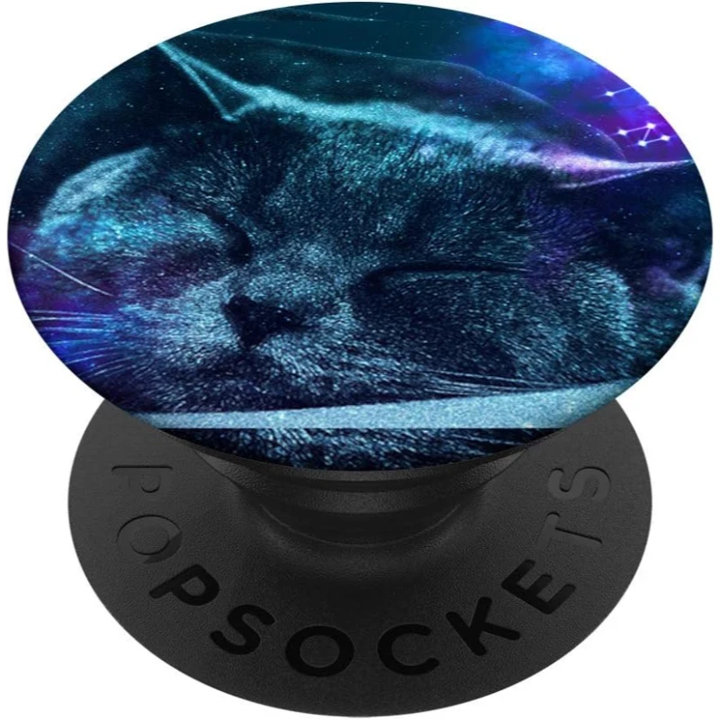 Purple Galaxy Sleeping Space Cat PopSocket Gift for Lovers