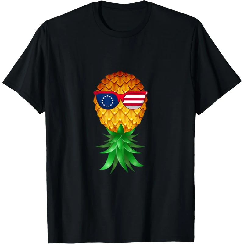Swinger Upside Down Pineapple with Betsy Ross Flag Glasses Tee | Valentine's Day Gift