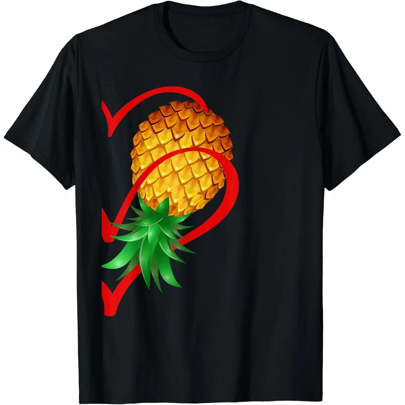 Half Right Heart Swinger Upside Down Pineapple for Couple Tee Gift for Couples