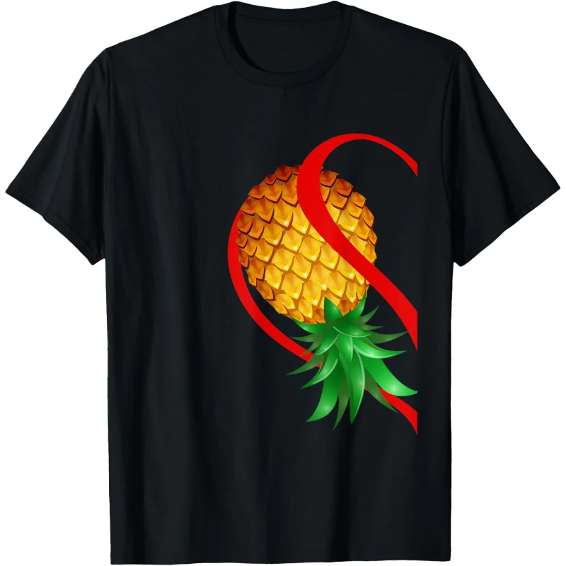 Half Left Heart Swinger Upside Down Pineapple for Couple Tee Gift for Couples