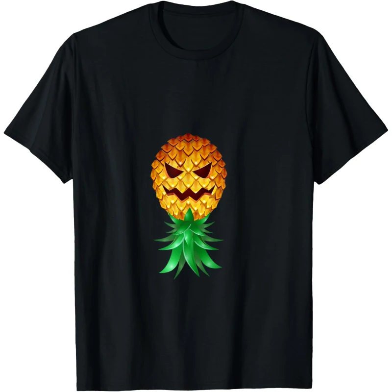 Swinger Upside Down Scary Pineapple Halloween Tee | Halloween Gift for Couples
