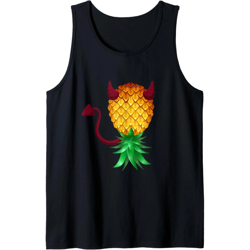 Swinger Upside Down Bad Pineapple Devil Horn Tank Top | Halloween Gift for Couples