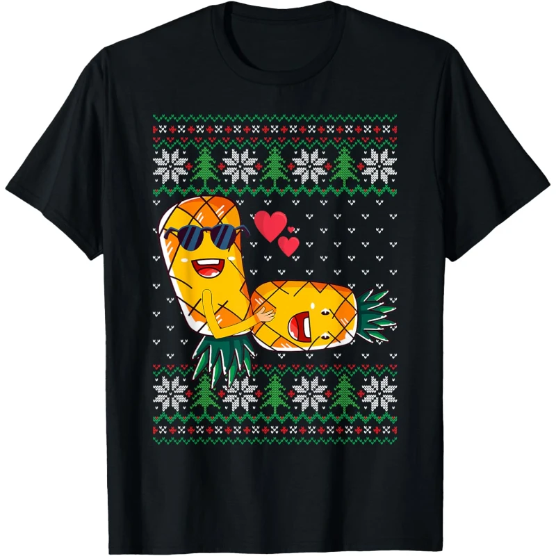 Swinger Upside Down Pineapple Making Love Ugly Pattern Tee | Christmas Gift for Couples