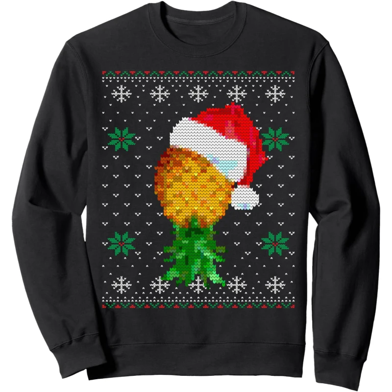 Santa Hat Swinger Upside Down Pineapple Ugly Pattern Funny Sweatshirt Christmas Gift