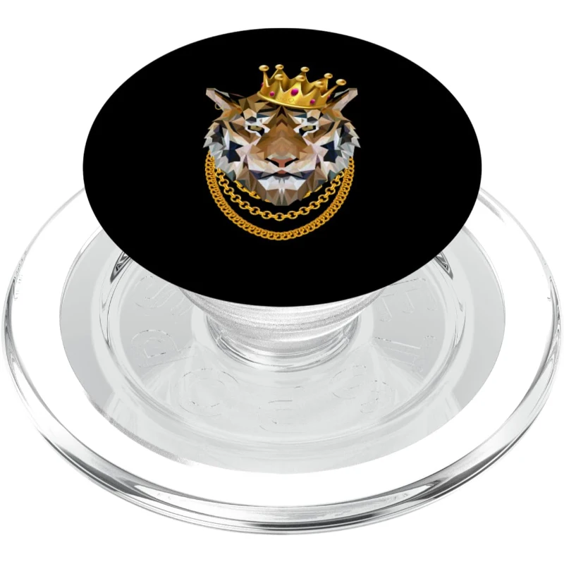 Siberian Tiger Gangster Crown King Chain Funny Gangsta Animals Kingdom PopSocket