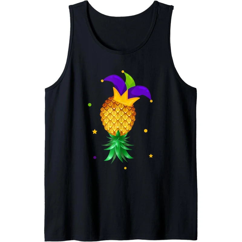 Jester Hat Swinger Upside Down Pineapple Funny Tank Top Mardi Gras Gift