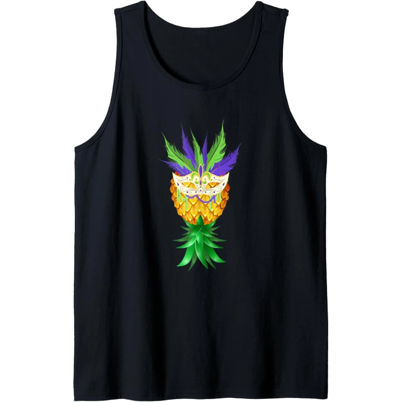 Masquerade Mask Swinger Upside Down Pineapple Tank Top | Mardi Gras Gift for Couples