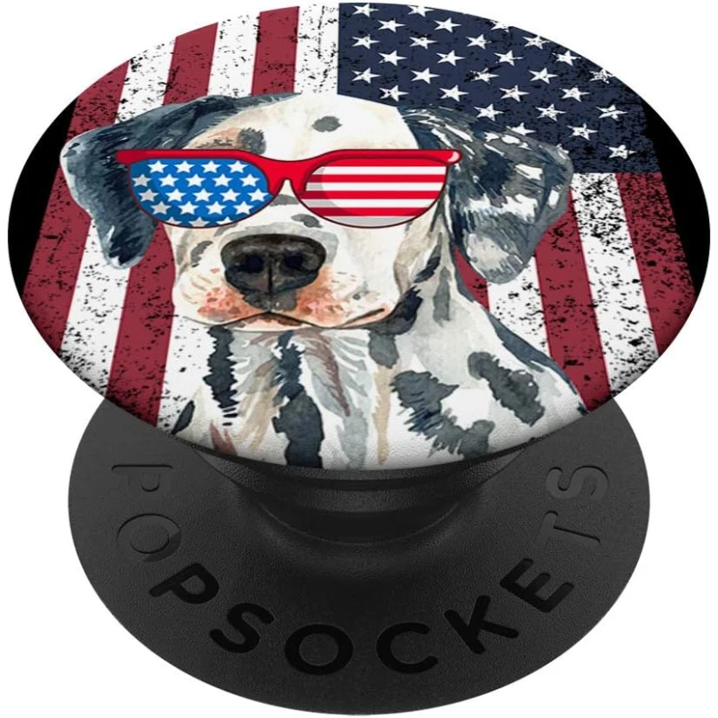 Patriotic Dalmatian 4th of July Sunglasses USA American Flag PopSocket Gift for Lovers