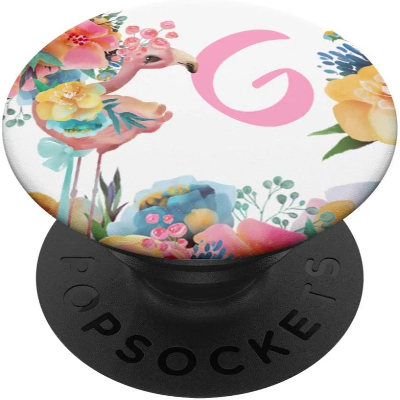 Pretty Flamingo Baby With Flowers Monogram Initial Letter G PopSocket Gift for Mom