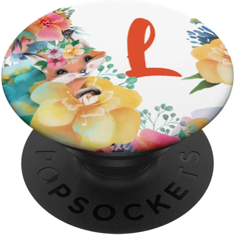 Cute Fox With Flowers Monogram Initial Letter L PopSocket Gift for Mom