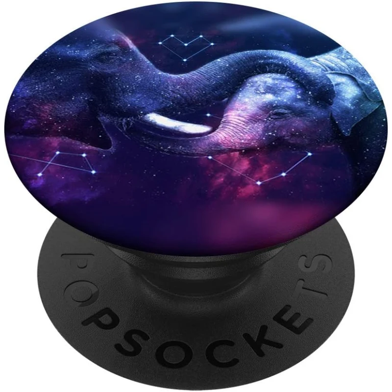 Space Galaxy Mama Elephant with Daughter PopSocket | Birthday Gift for Kids