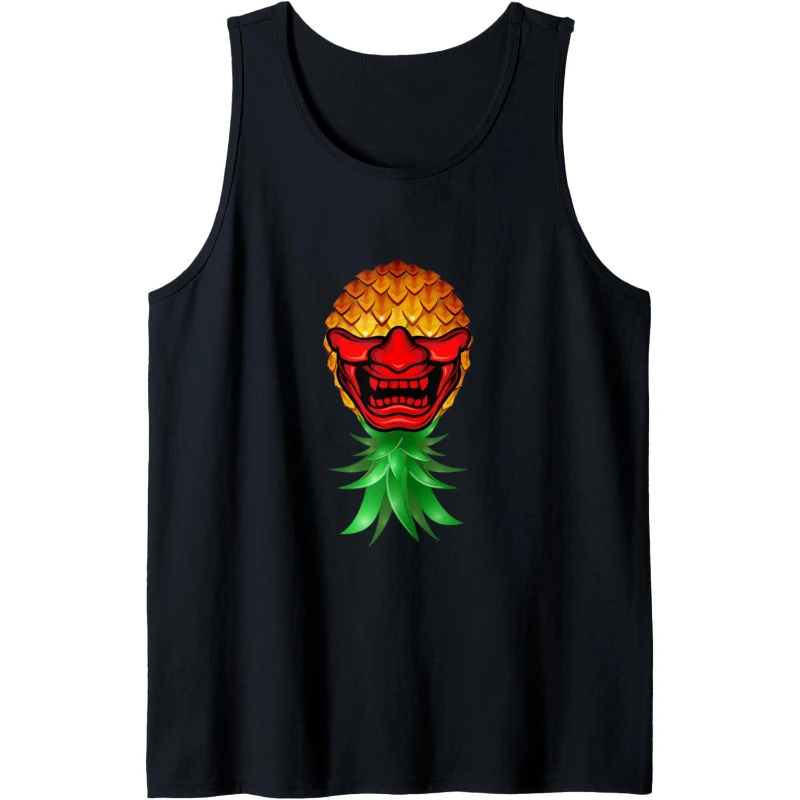 Swinger Upside Down Bad Pineapple Samurai Demon Mask Tank Top | Halloween Gift for Couples