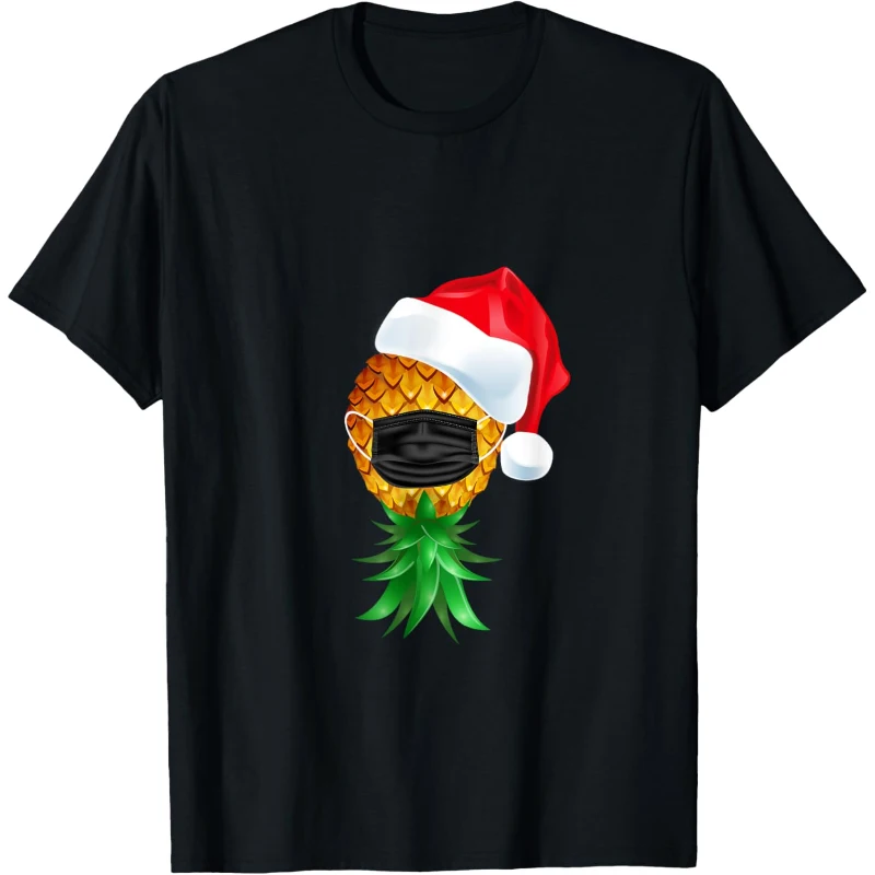 Santa Hat Swinger Upside Down Pineapple Mask Funny Tee Christmas Gift