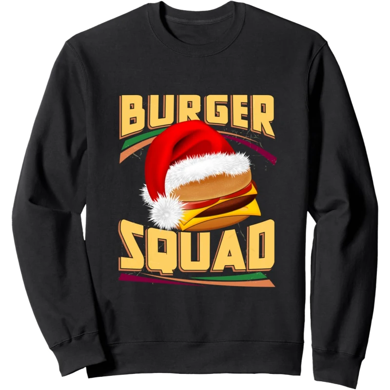 Burger Squad Cheeseburger Christmas Santa Hat Sweatshirt | Christmas Gift for Lovers