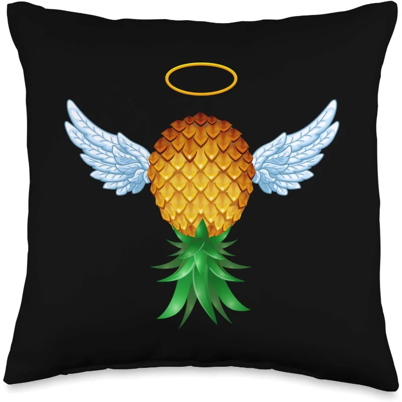 Cute Swinger Upside Down Pineapple Angel Wings Halloween Throw Pillow | Halloween Gift