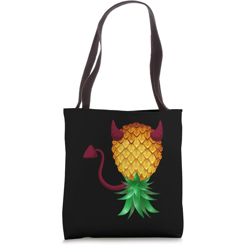Swinger Upside Down Bad Pineapple Devil Horn Tote Bag | Halloween Gift for Couples