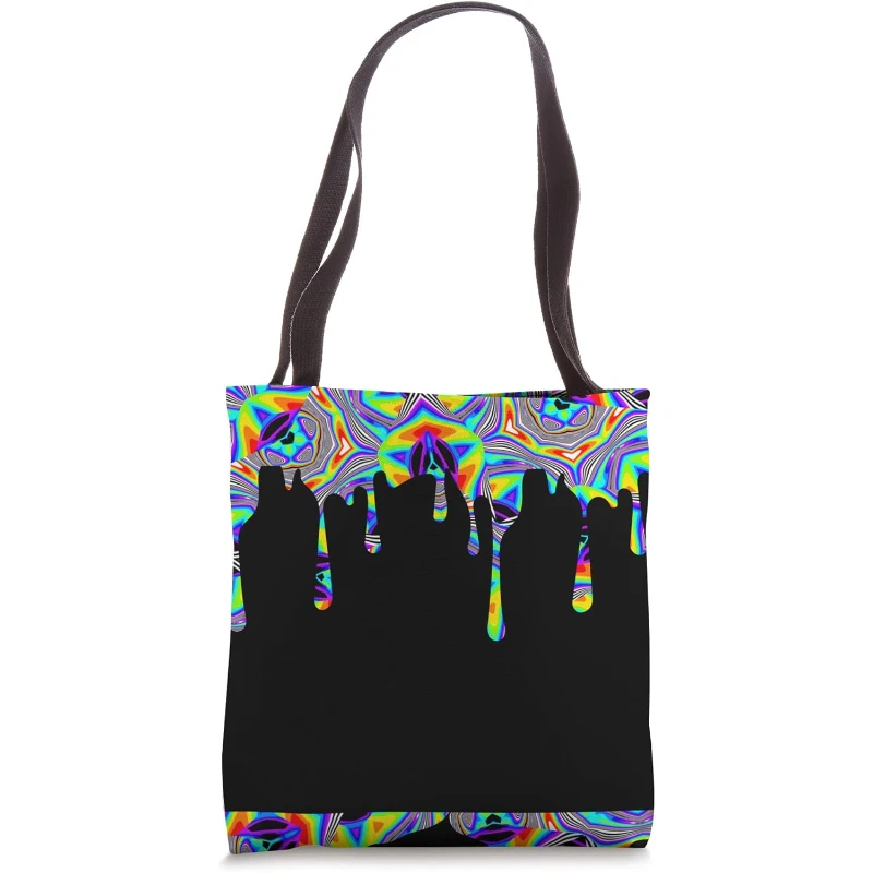 Trippy Psychedelic Tears Drop Glitchy Rainbow Artistic Psy Festival Pattern Art Tote Bag