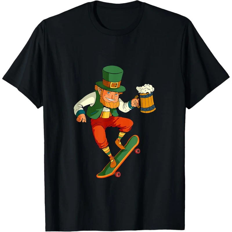 Cute Leprechaun Skateboarder St. Patrick's Day Skateboarding Funny Tee St. Patrick's ...