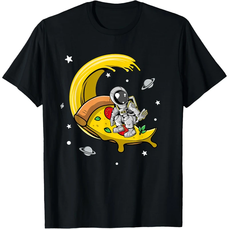 Astronaut Spaceman Surfing Pizza Funny Space Pizza Lovers Tee Gift for Women