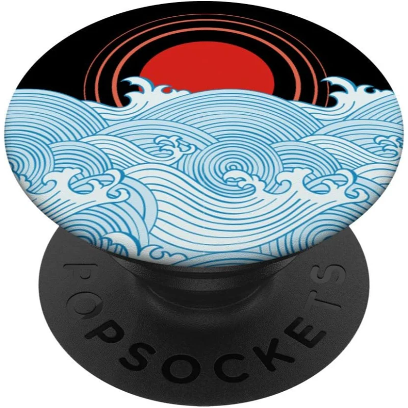 Minimal Great Wave Japanese Kanagawa Red Sunset PopSocket Gift for Lovers