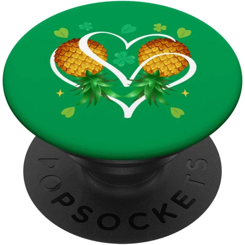 Lucky Couple Swinger Upside Down Pineapple Heart Shamrock PopSocket Gift for Couples