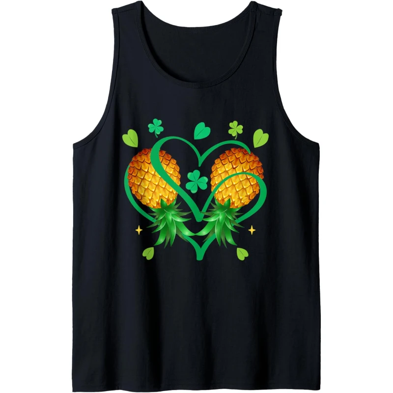 Couple Upside Down Pineapple Heart Shamrock St. Patricks Day Tank Top | St. Patrick's...