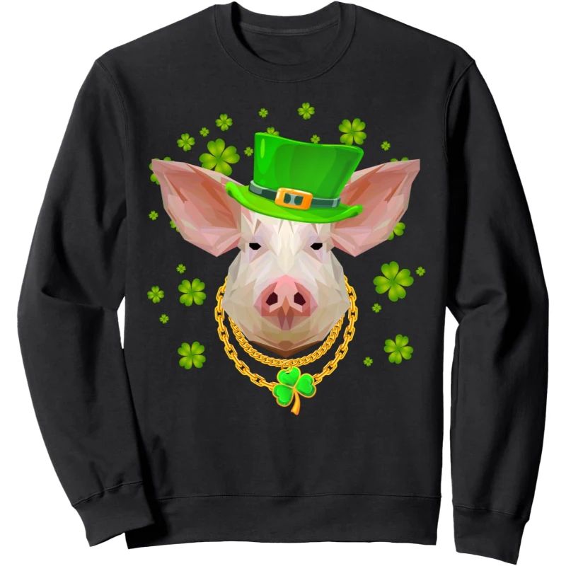 Pig Irish Leprechaun Gangster St Patricks Day Shamrock Sweatshirt Gift for Music Lovers