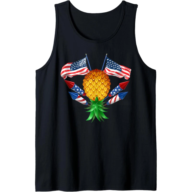 Upside Down Pineapple Swinger Power 4th of July Tank Top Gift for Couples