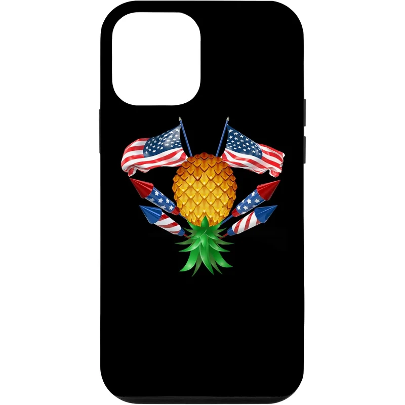 Upside Down Pineapple Swinger Power 4th of July iPhone Case Gift for Couples