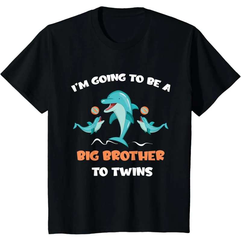 I'm Going to Be a Big Brother to Twins Dolphin Lover Tee | Birthday Gift for Men