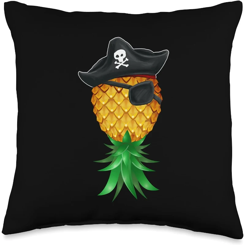 Swinger Upside Down Funny Pirate Pineapple Eye Patch Throw Pillow | Halloween Gift fo...