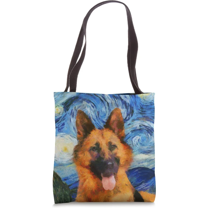 Starry Night German Shepherd Cute Dog Owner Starry Night Cute Animals Tote Bag